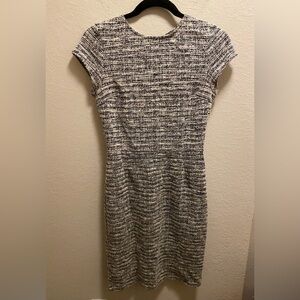 Aqua Grey Short Sleeve Tweed Style Dress.